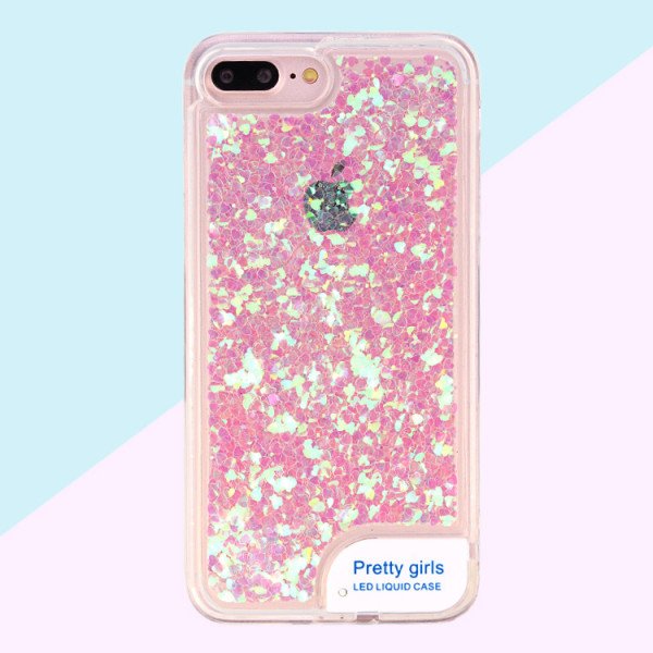 Wholesale iPhone 7 Plus LED Light Up Liquid Star Dust Case (Pink)